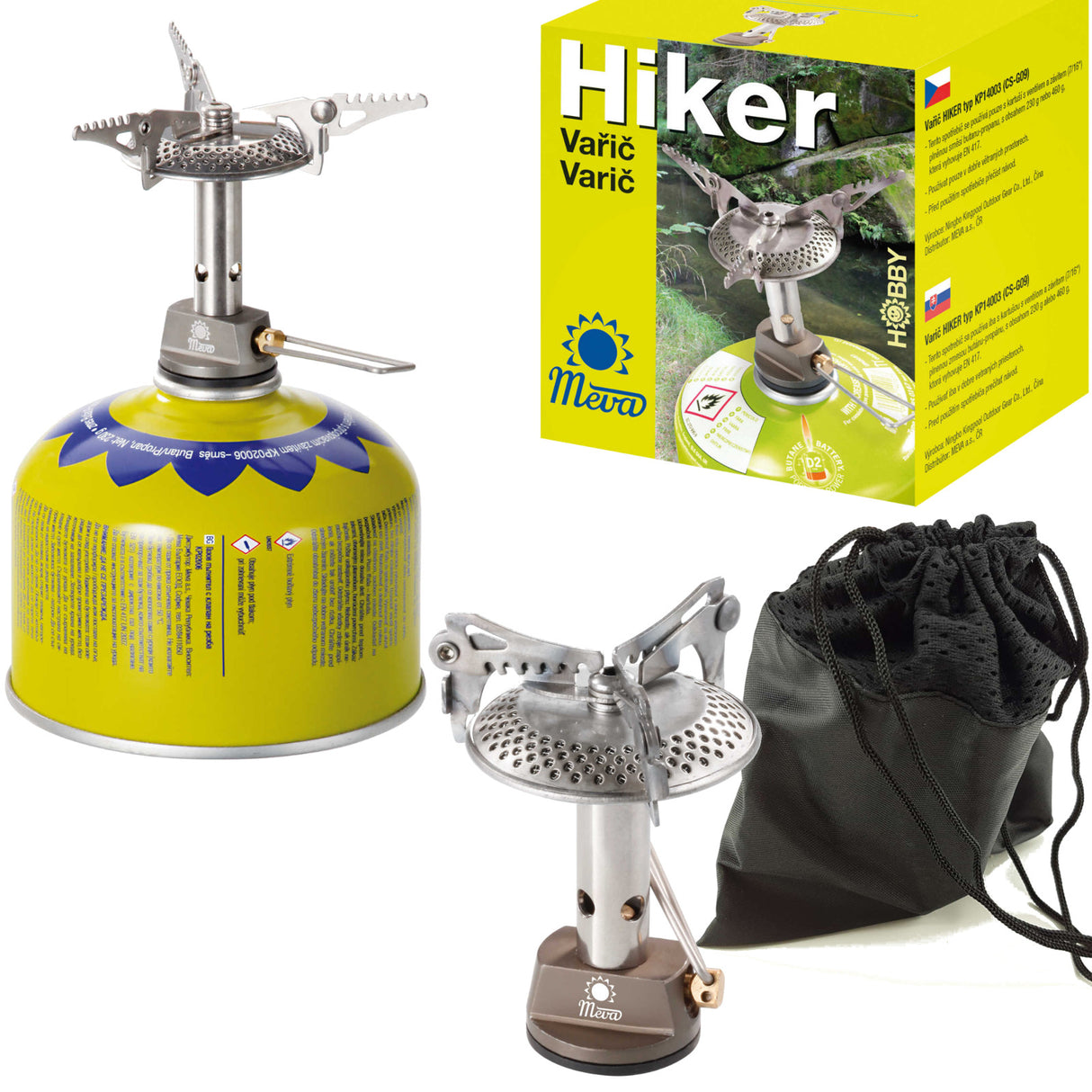 A mais leve cozinha de campismo para cartuchos de gás (válvula ou rosca) HIKER 70gram 2.4kW