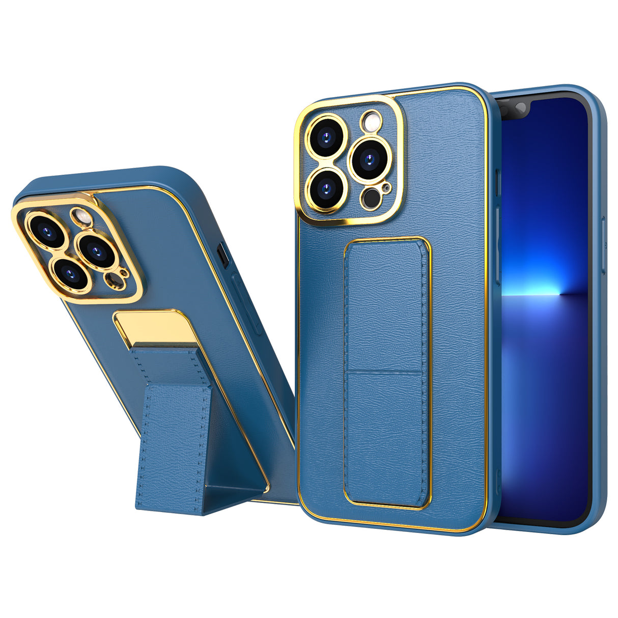 Capa com Suporte para iPhone 12 Pro na cor azul