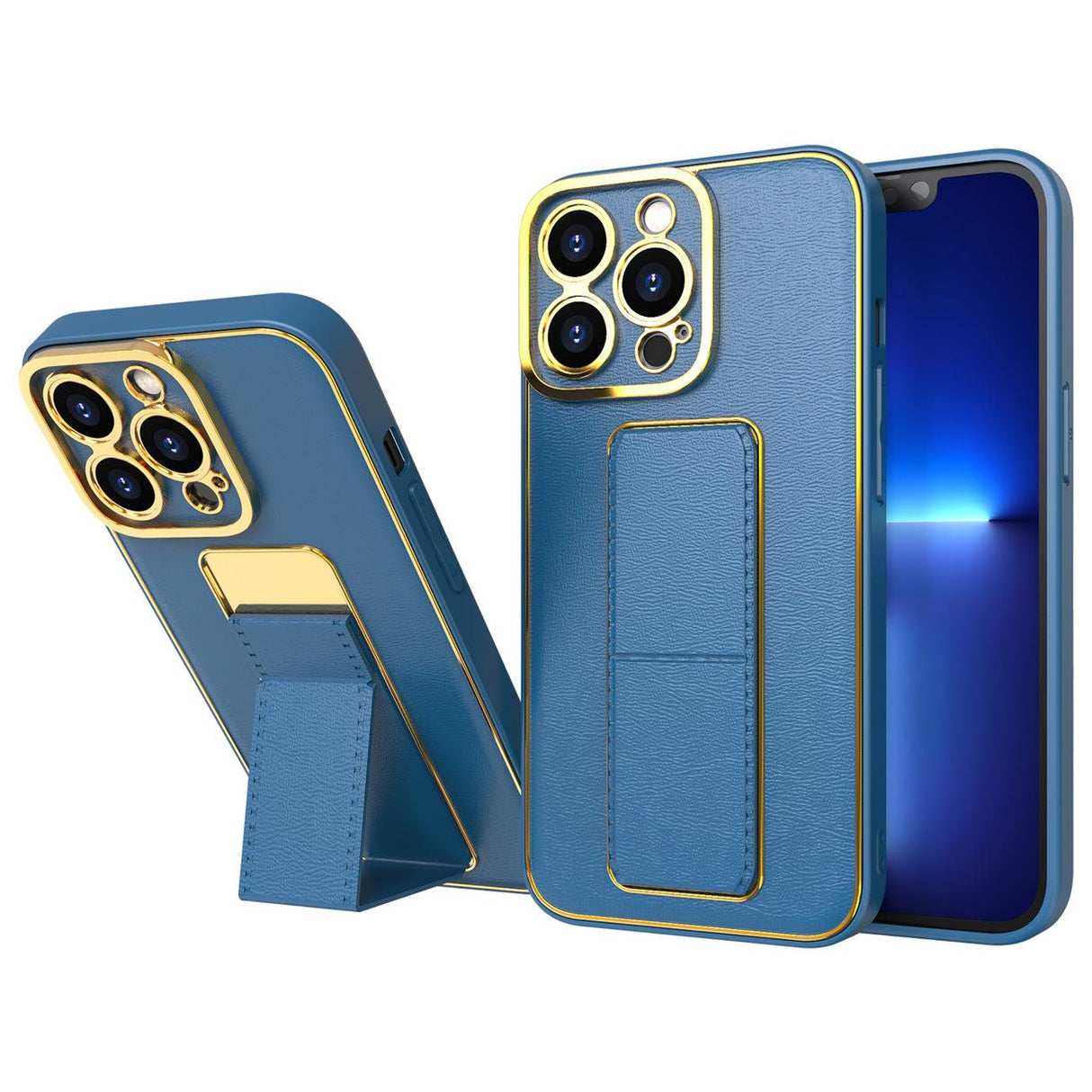 Novo estojo com suporte para iPhone 12 na cor azul
