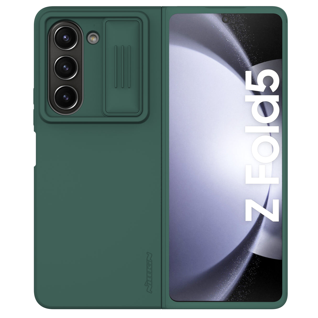 Capa de Silicone Sedoso Nillkin CamShield para Samsung Galaxy Z Fold 5 com Proteção para a Câmera - Verde Escuro