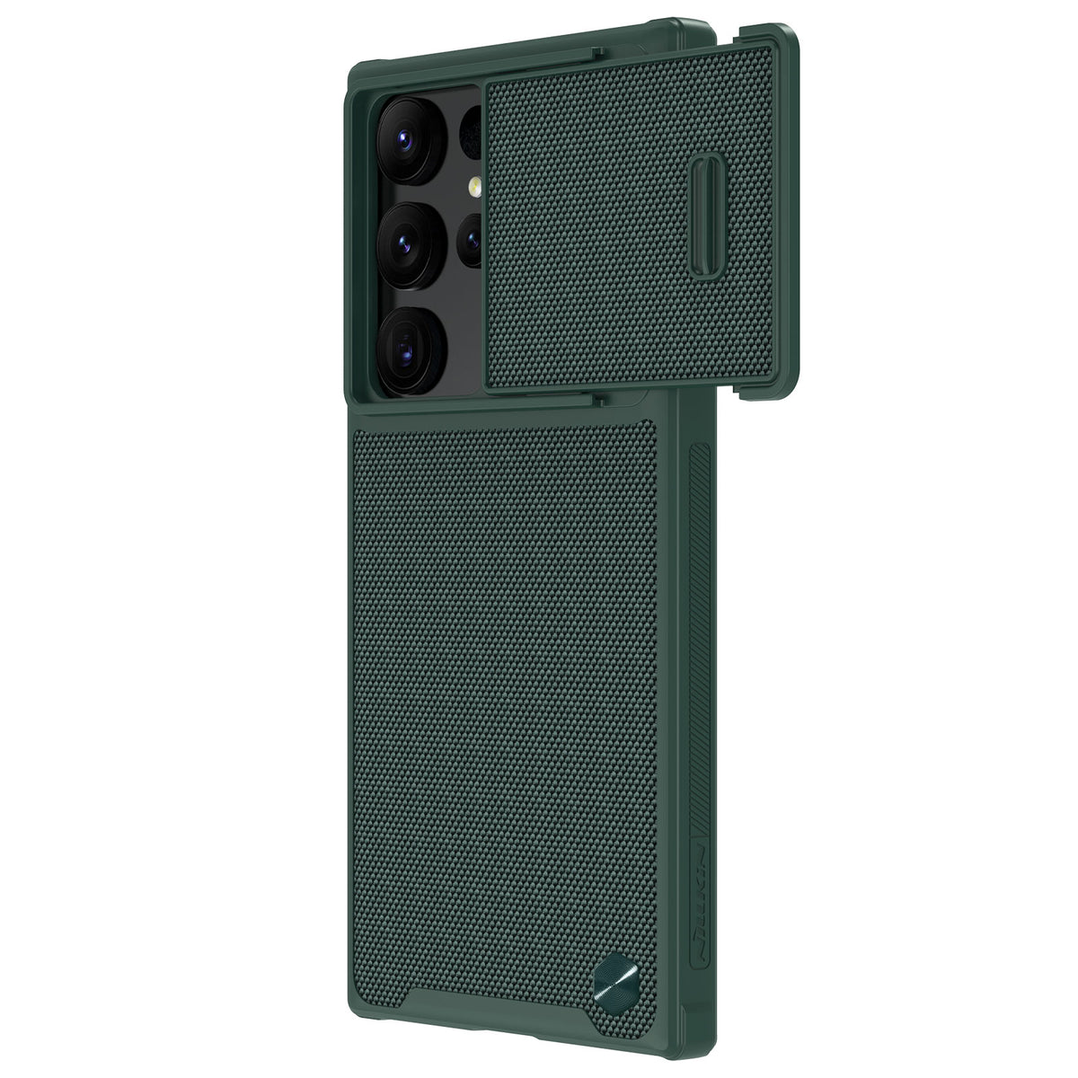 Capa Nillkin Textured S para Samsung Galaxy S23 Ultra, capa resistente com proteção para a câmera na cor verde.