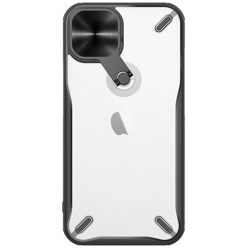 Capa Nillkin Cyclops resistente com proteção para câmera e suporte dobrável para iPhone 13 preto.