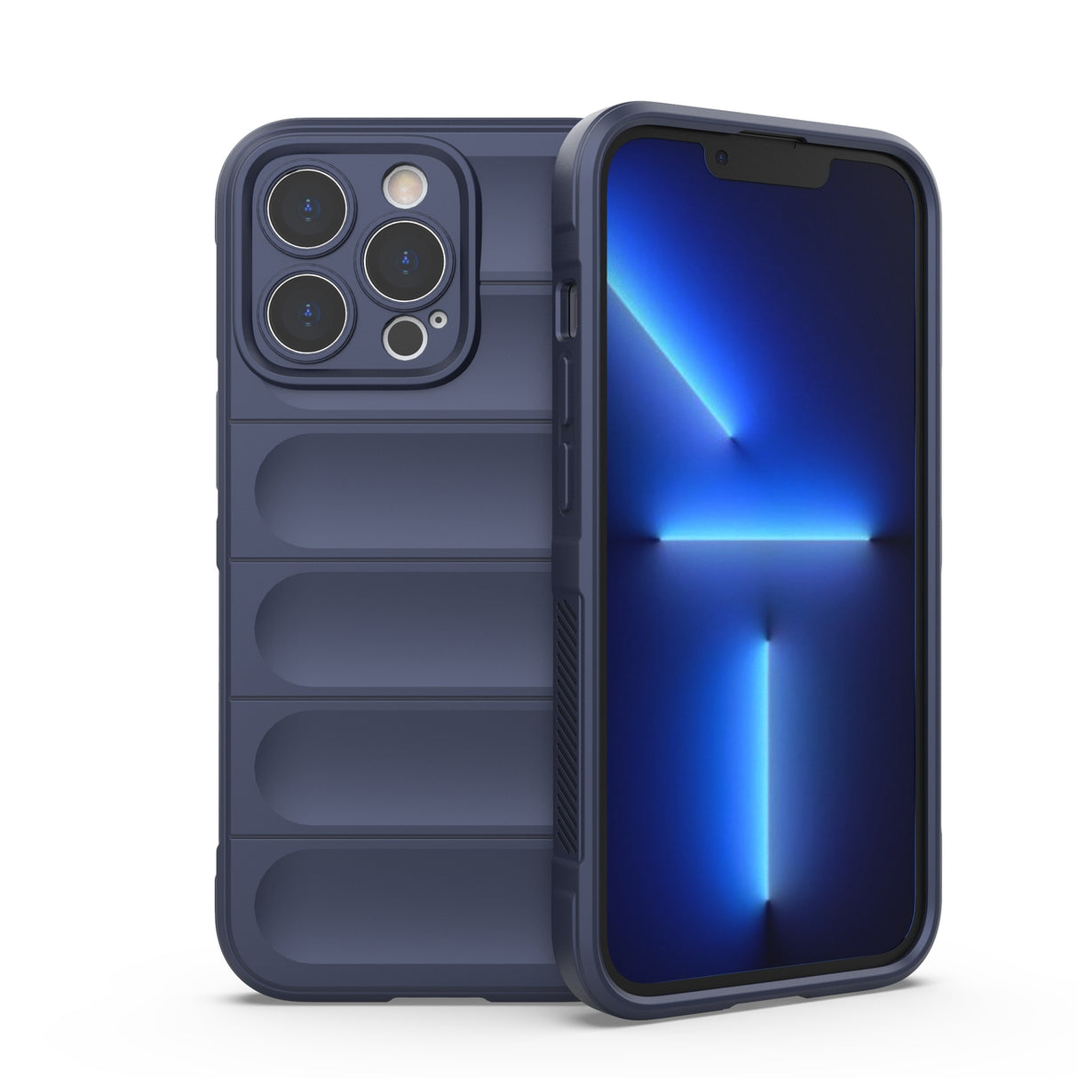 Capa Magic Shield Case para iPhone 13 Pro, flexível e resistente, na cor azul escuro.