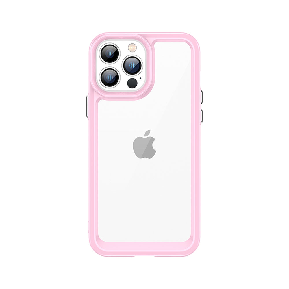 Capa rígida Outer Space Case para iPhone 12 Pro Max com borda de gel rosa