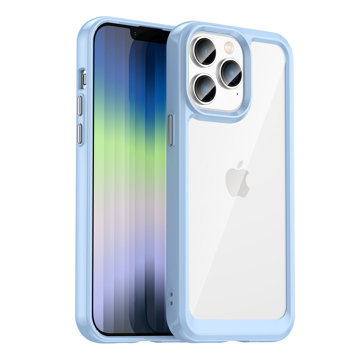 Capa rígida para iPhone 14 Pro Max "Outer Space Case" com borda de gel azul.
