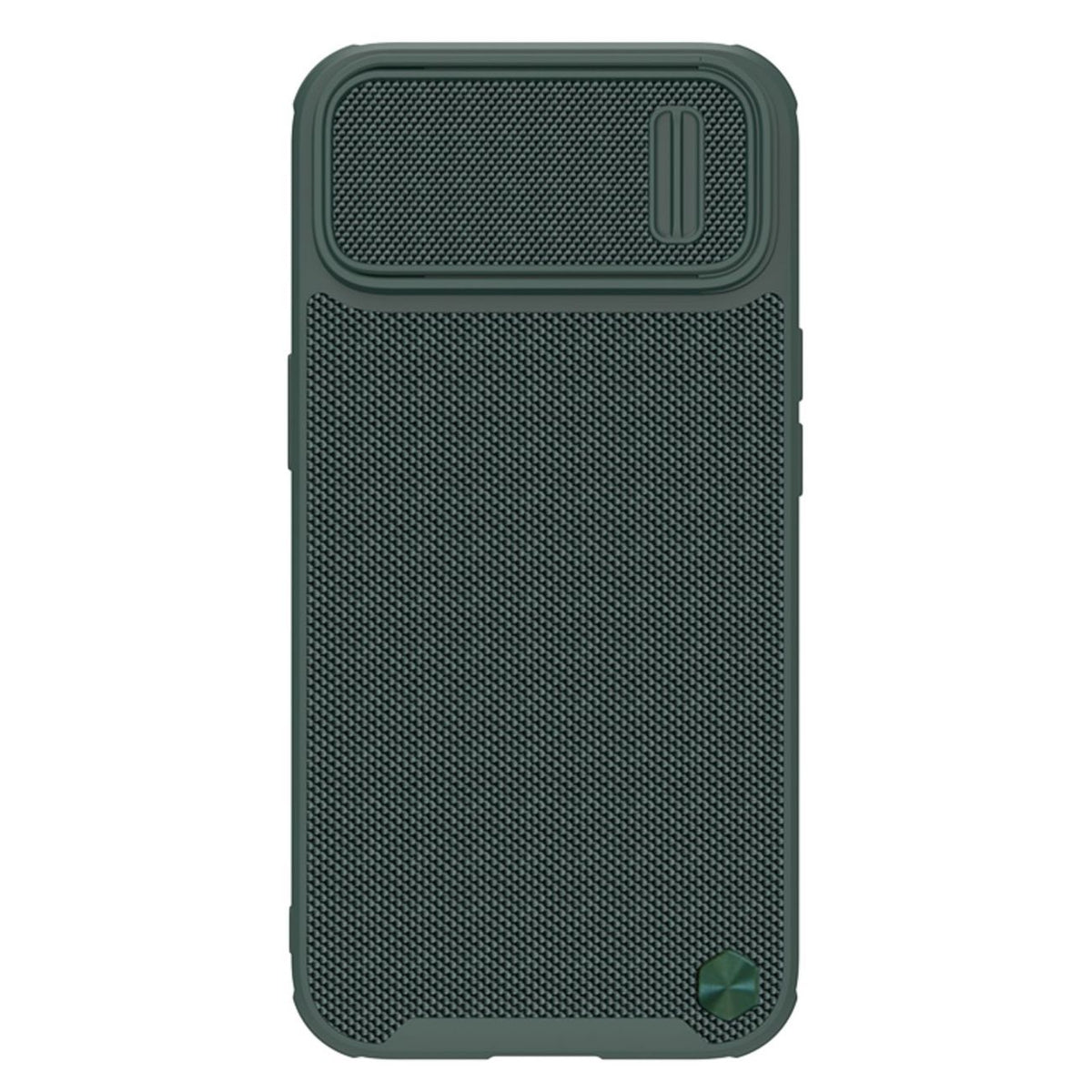 Capa Nillkin Textured S para iPhone 14 Plus, capa resistente com proteção para a câmera na cor verde.