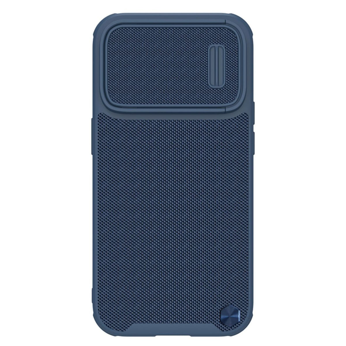 Capa Nillkin Textured S para iPhone 14 Pro Max, capa resistente com proteção para a câmera na cor azul.