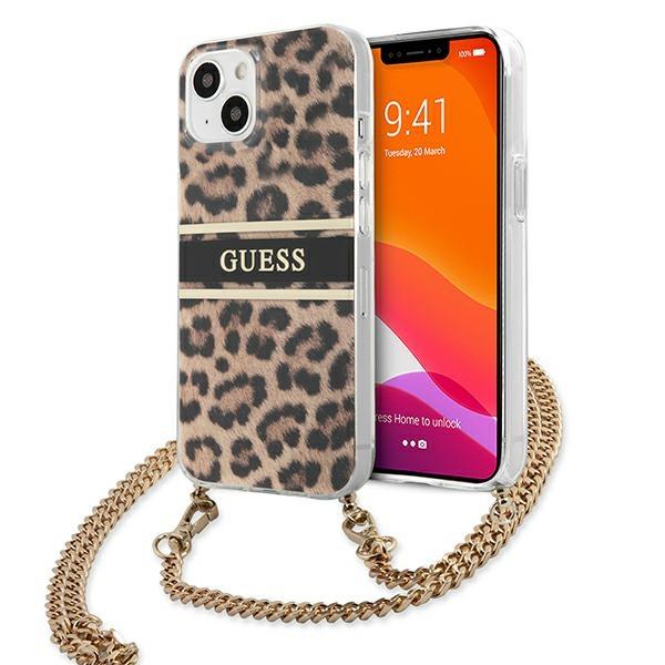 Capa Guess Leopard para iPhone 13 mini - castanho claro