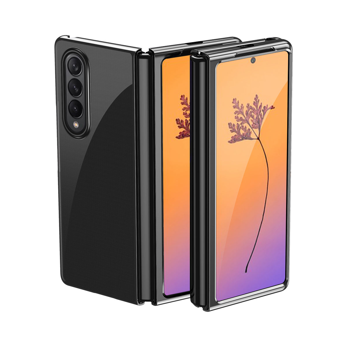Capa Plating Case para Samsung Galaxy Z Fold 4 com moldura metálica preta