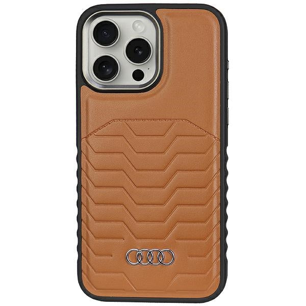 Capa Audi de Couro Sintético com MagSafe para iPhone 14 Pro Max - castanho
