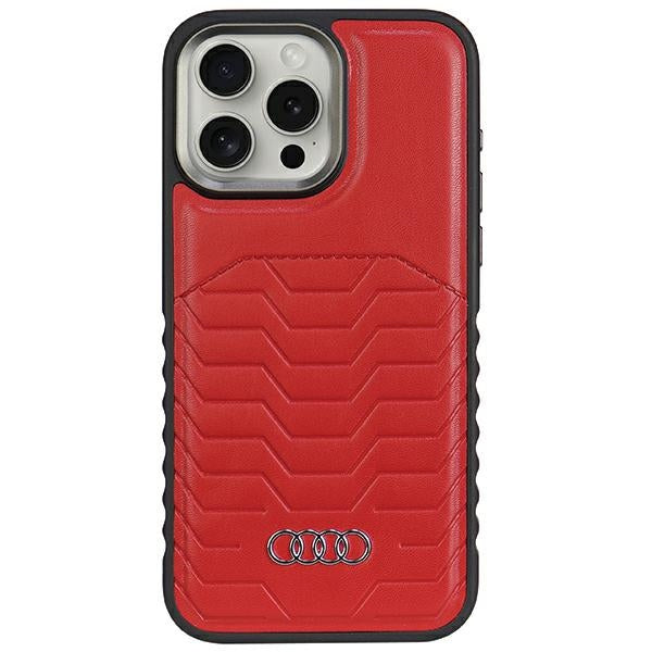 Capa Audi de Couro Sintético com MagSafe para iPhone 15 Pro - vermelha