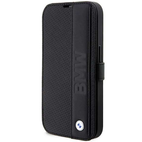 Capa BMW Leather Textured&Stripe para iPhone 14 Pro - preta