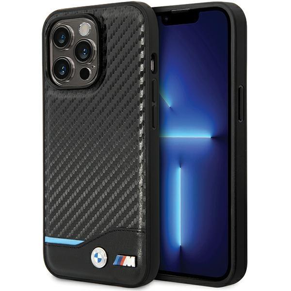 Etui BMW Leather Carbon para iPhone 13 Pro Max - preto