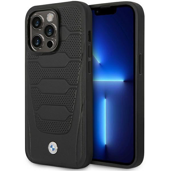 Etui BMW com Padrão de Assentos de Couro e MagSafe para iPhone 14 Pro - preto