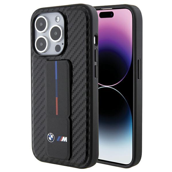 Capa BMW Grip Stand Smooth & Carbon para iPhone 15 Pro - preta