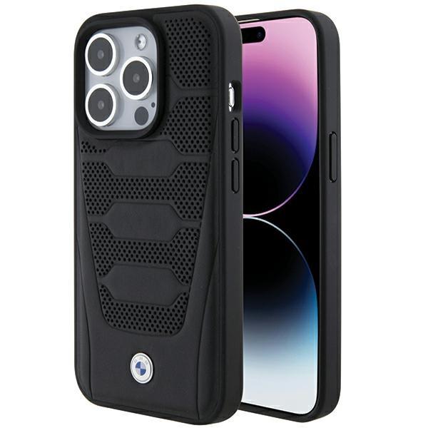 Capa BMW com Padrão de Assentos de Couro para iPhone 15 Pro Max - preta