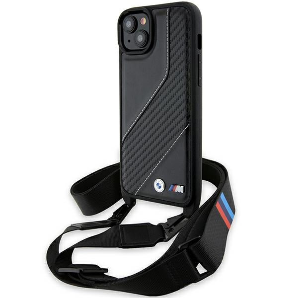 Capa BMW M Edition Carbon Stripe & Strap para iPhone 15 Plus / 14 Plus - preta