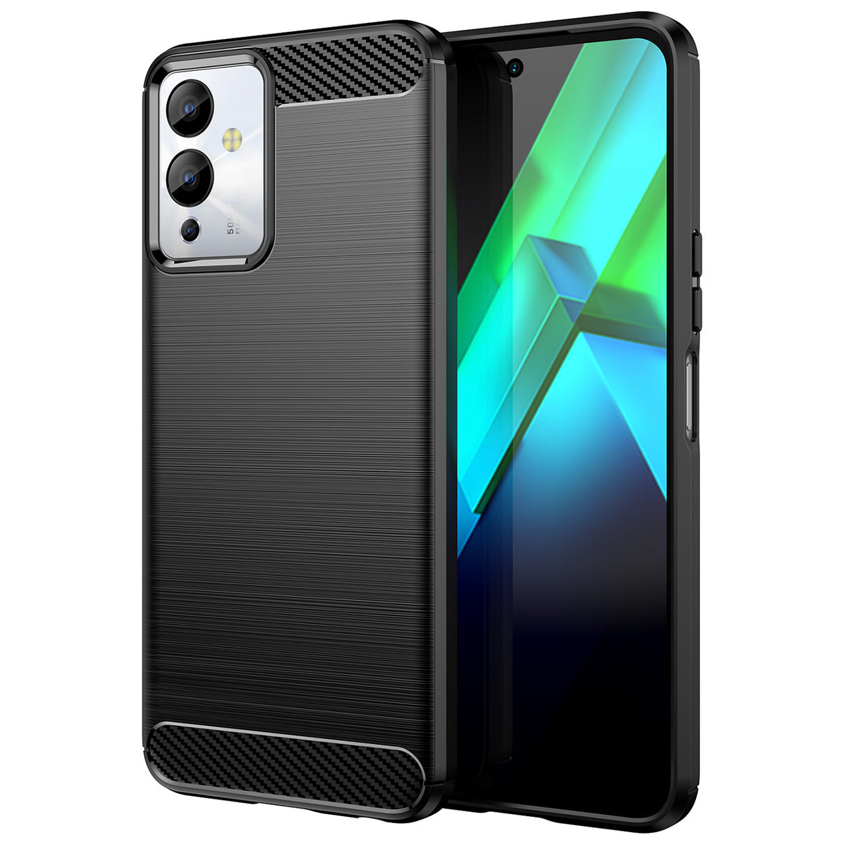 Capa de Carbono Case para Infinix Note 12i em silicone flexível e carbono na cor preta