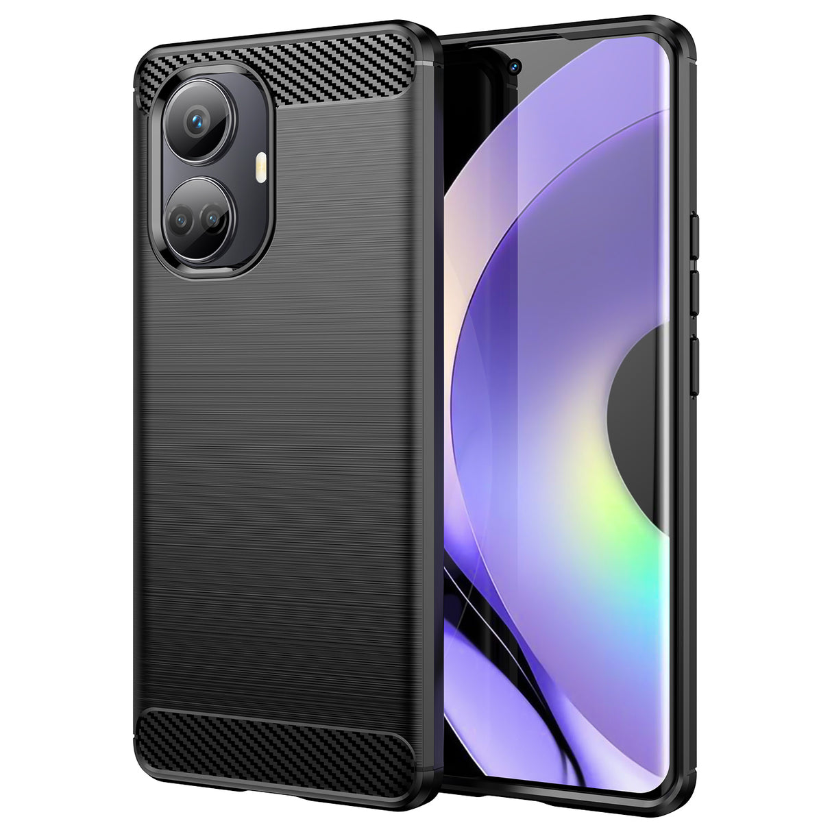 Capa Carbon Case para Realme 10 Pro em silicone flexível e carbono na cor preta.