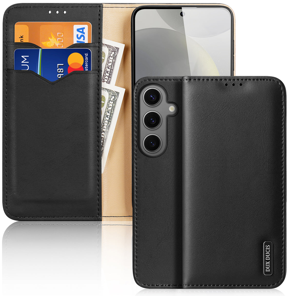 Capa Dux Ducis Hivo com aba e bloqueio RFID para Samsung Galaxy S24+ - preta