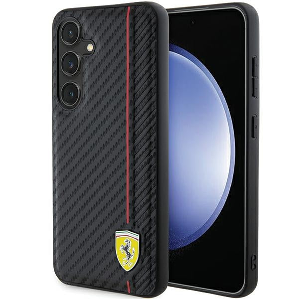 Capa Ferrari Carbon Printed Line para Samsung Galaxy S24+ - preta