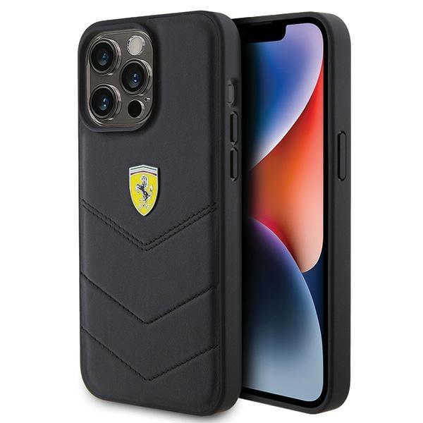 Capa Ferrari Quilted Metal Logo para iPhone 15 Pro Max - preta