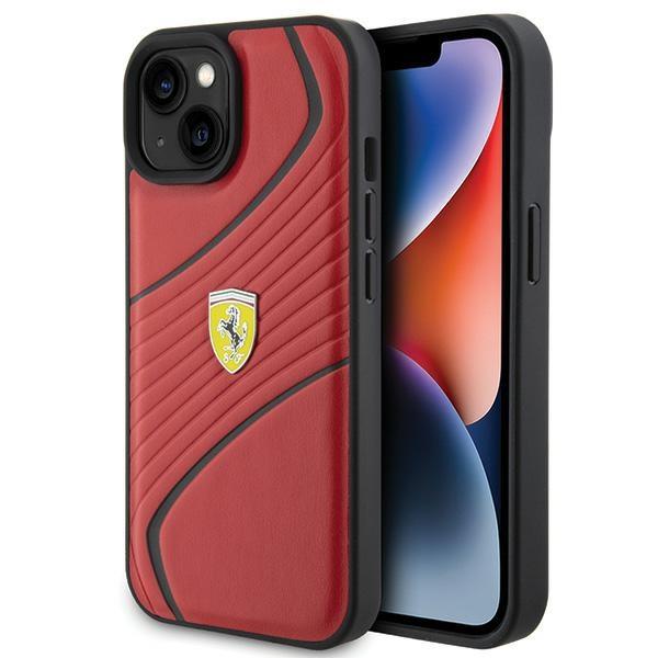 Capa Ferrari Twist Metal Logo para iPhone 15 - vermelha