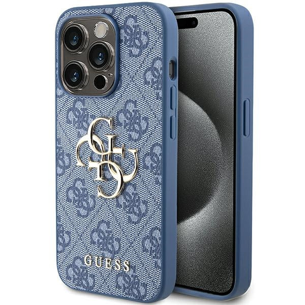 Capa Guess 4G com Logo Metálico Grande para iPhone 15 Pro - azul