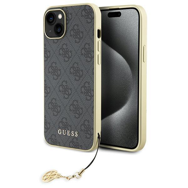 Etui Guess 4G Charms Collection para iPhone 15 Plus - cinzento