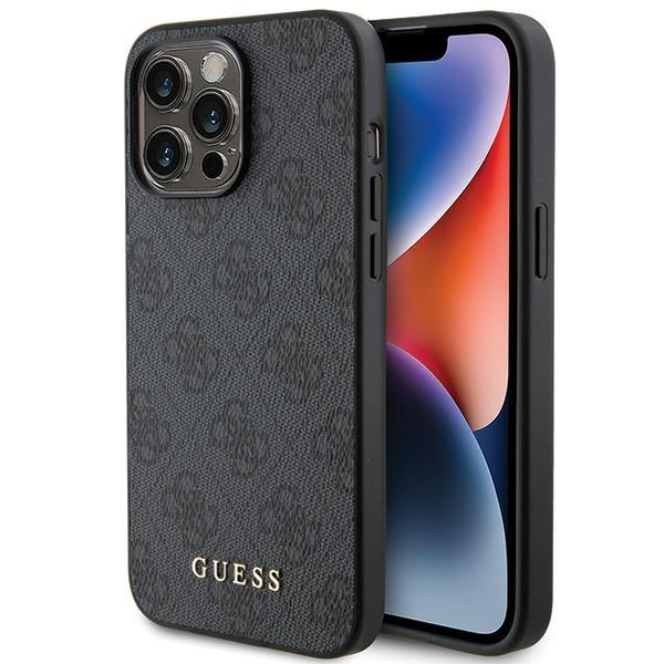 Etui Guess 4G Metal Gold Logo para iPhone 15 Pro Max - cinza