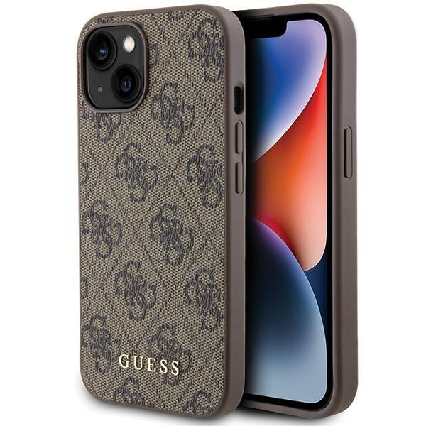 Capa Guess 4G Metal Gold Logo para iPhone 15 - castanho