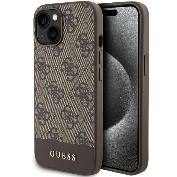 Capa Guess 4G Stripe Collection para iPhone 15 / 14 / 13 - castanho