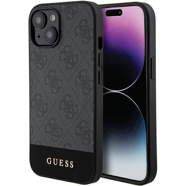 Capa Guess 4G Stripe Collection para iPhone 15 / 14 / 13 - cinza