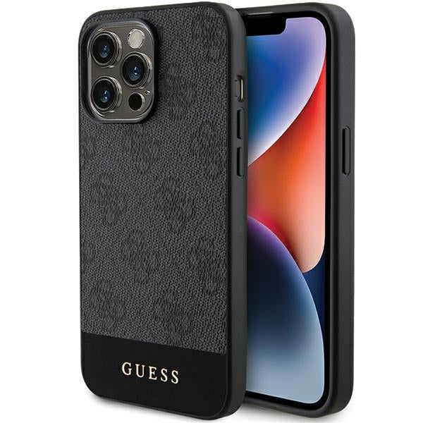 Capa Guess 4G Stripe Collection para iPhone 15 Pro Max - cinza