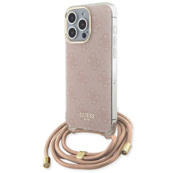 Etui Guess Crossbody Cord 4G Print para iPhone 15 Pro Max - rosa