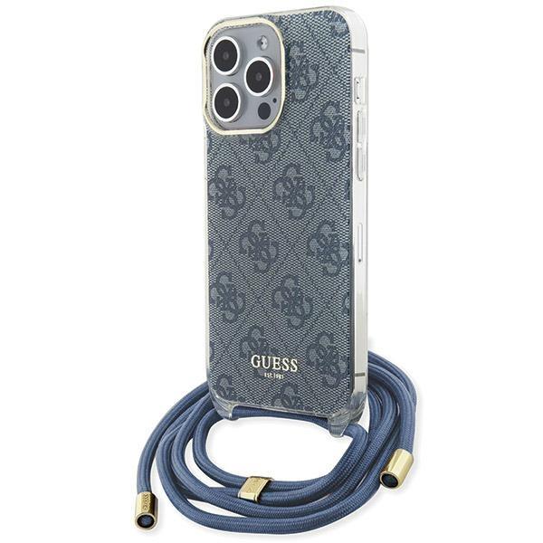 Etui Guess Crossbody Cord 4G Print para iPhone 15 Pro - azul