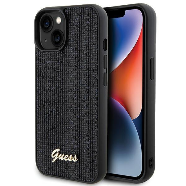 Capa Guess Disco Metal Script para iPhone 14 / 15 / 13 - preta