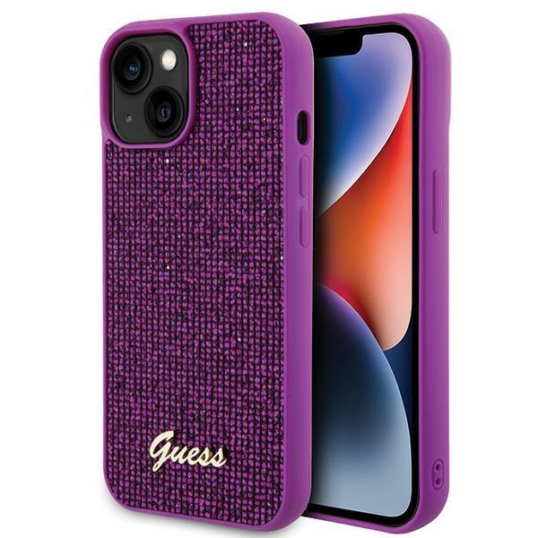 Capa Guess Disco Metal Script para iPhone 15 - rosa