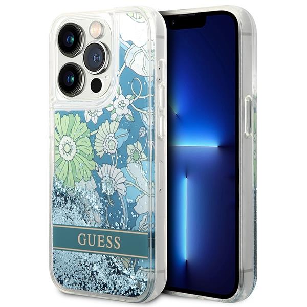 Capa Guess Flower Liquid Glitter para iPhone 14 Pro Max - verde