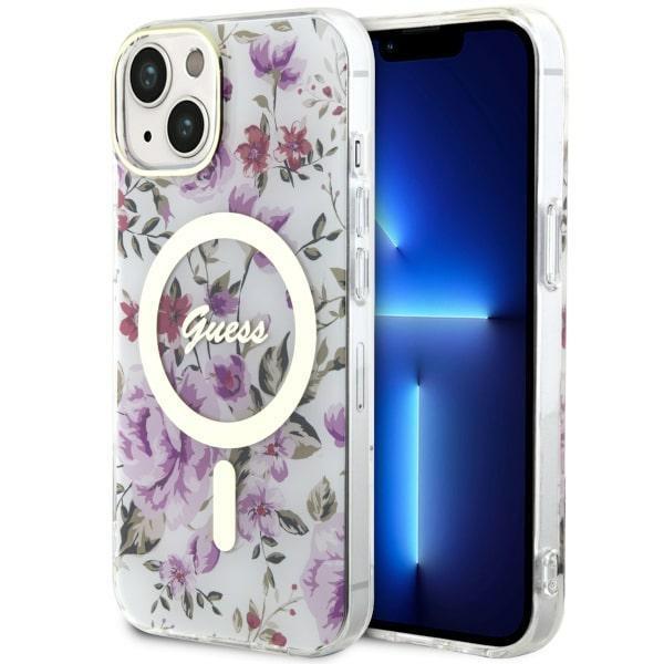 Capa Guess Flower MagSafe para iPhone 14 - transparente