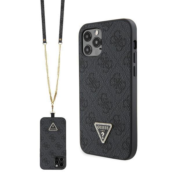 Capa Guess Crossbody 4G com Logo Metálico para iPhone 12 / iPhone 12 Pro - preta