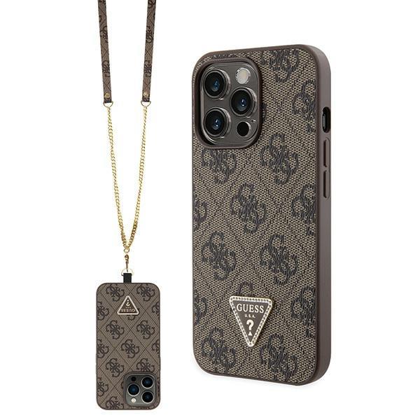 Capa Guess Crossbody 4G com Logo Metálico para iPhone 13 Pro / iPhone 13 - cor castanho