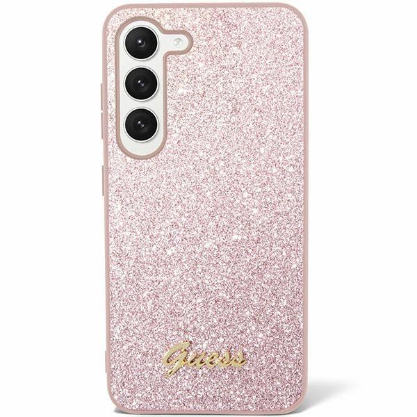 Estojo Guess Glitter Script para Samsung Galaxy S24 - rosa
