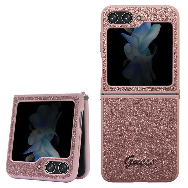 Capa Guess Glitter Script para Samsung Galaxy Z Flip 5 - rosa