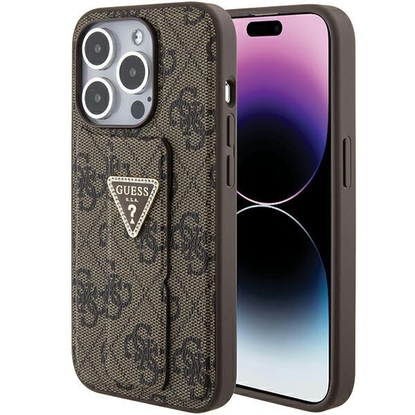 Capa Guess Grip Stand 4G Triangle Strass para iPhone 15 Pro Max - cor bronze