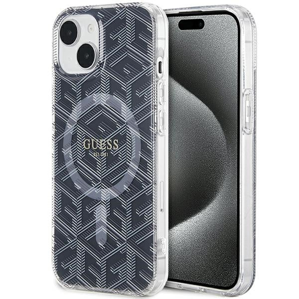 Capa Guess IML GCube MagSafe para iPhone 15 Plus / 14 Plus - preta