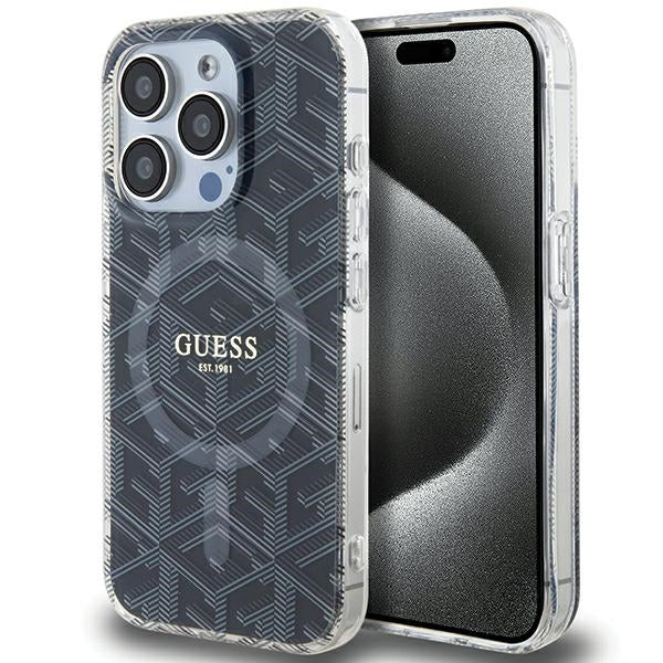 Capa Guess IML GCube MagSafe para iPhone 15 Pro Max - preta