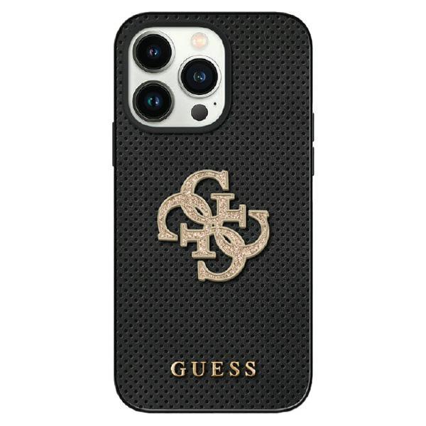 Capa Guess Perforada 4G Glitter para iPhone 15 - preta