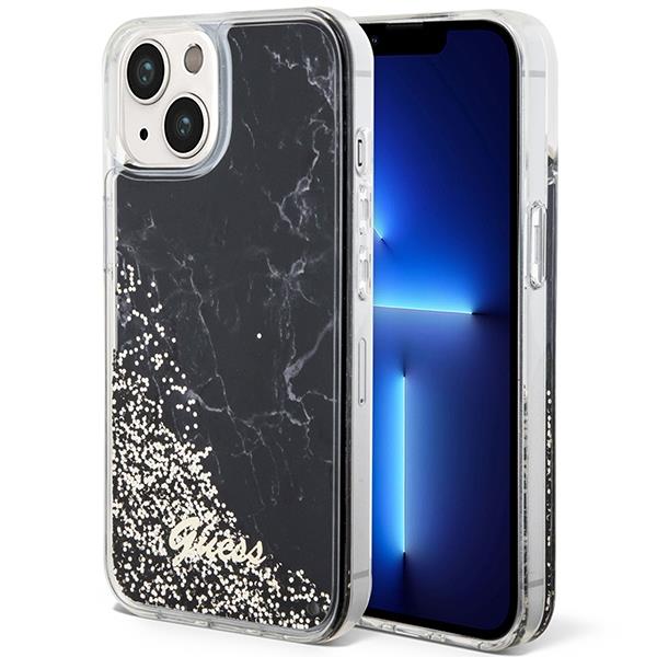 Capa Guess Liquid Glitter Marble para iPhone 14 - preta