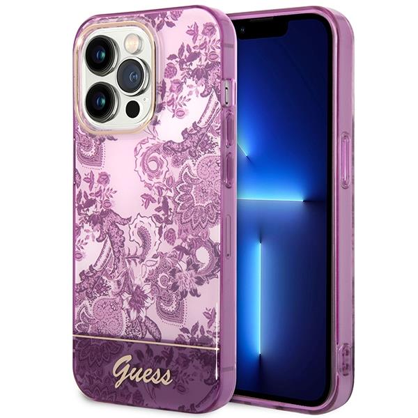Capa Guess Porcelain Collection para iPhone 14 Pro Max - cor fúcsia